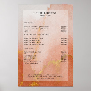 Modern akvarell Guld Salong Prislista Poster