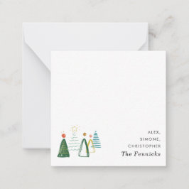 Modern akvarell julgran fyrkantig semester anteckningskort