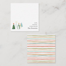 Modern akvarell julgran fyrkantig semester anteckningskort