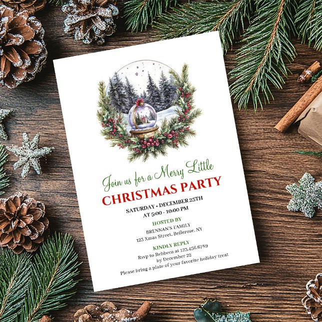 Modern akvarell julscen redigerbar inbjudan (Modern Watercolor Christmas Scene Editable Invite)