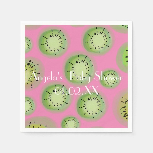 Modern Akvarell Kiwi Frukt Babyshower Pappersservett (Framsidan)