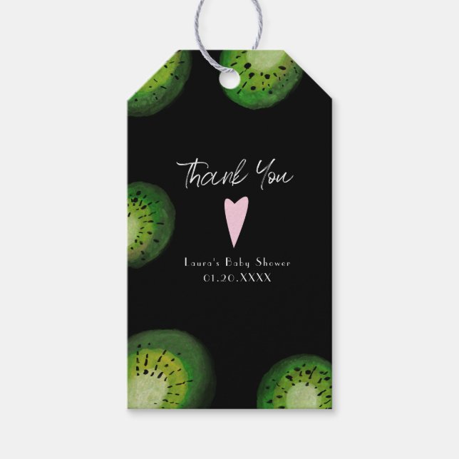 Modern Akvarell Kiwi Frukt Tack Presentetikett (Framsidan)