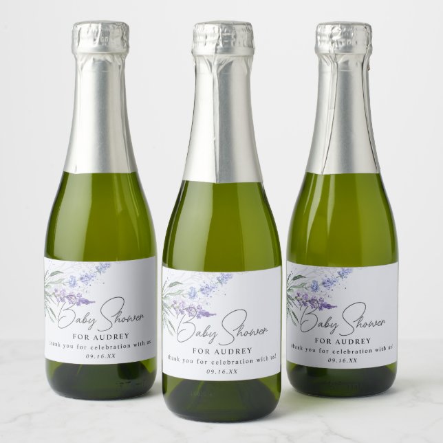 Modern akvarell Lavendel Baby Shower-present (Flaskor)