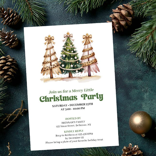 Modern akvarell leopard julgran inbjudan (Modern watercolor leopard Christmas tree invite)