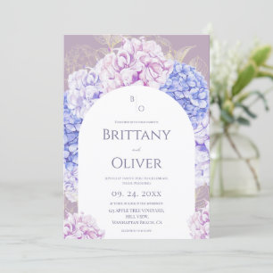 Modern akvarell mauve & blå blommig bröllop inbjudningar