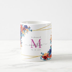 Modern akvarell mexikansk fiesta blomma brudtärna kaffemugg