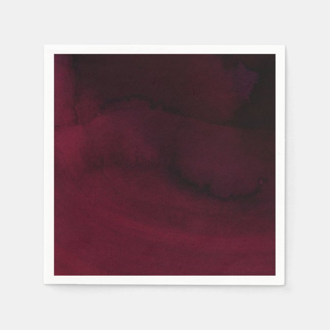 Modern Akvarell Mörk Vinröd Burgundy Bröllop Pappersservett (Framsidan)