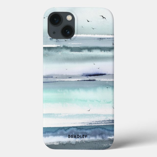 Modern akvarell Ocean Hav Personlig Namn (Baksida)