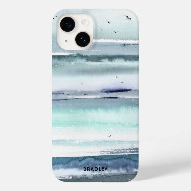 Modern akvarell Ocean Hav Personlig Namn (Baksida)
