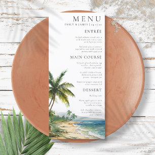 Modern akvarell Palm Beach-bröllop Meny