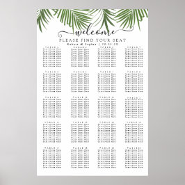 Modern akvarell palmer sittplatskarta poster