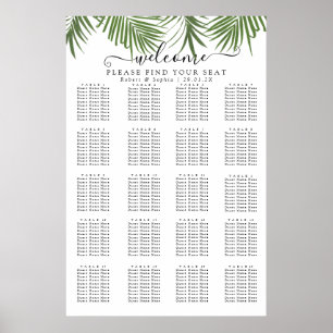 Modern akvarell palmer sittplatskarta poster
