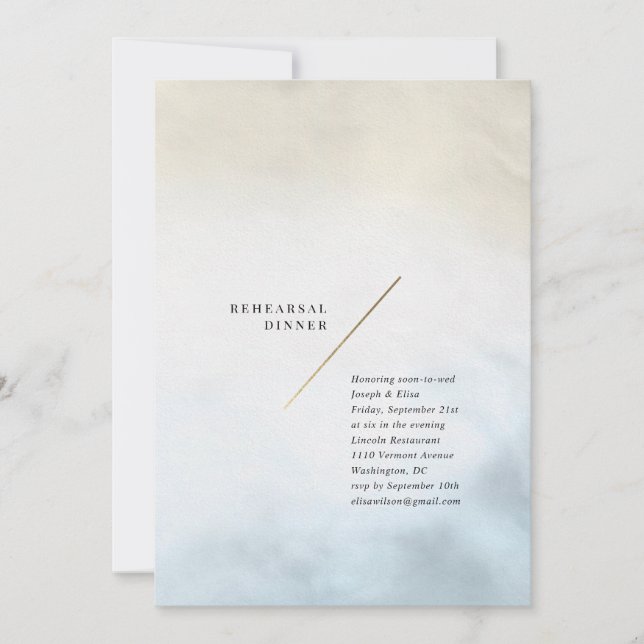 Modern akvarell provningsmiddag inbjudningar (Framsida)