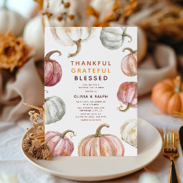 Modern akvarell Pumpa Thanksgiving Middag Inbjudningar