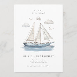 Modern akvarell segelbåt Save the Date Inbjudningar