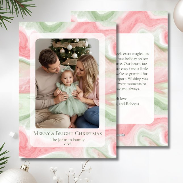 Modern akvarell semester foto platt kort (Modern Watercolor Holiday Photo Card)