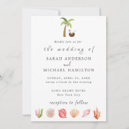 Modern Akvarell Sommar Strand Inbjudningar