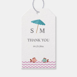 Modern Akvarell Sommar Strand Presentetikett