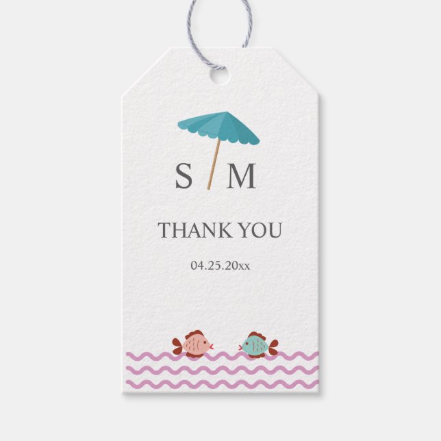 Modern Akvarell Sommar Strand Presentetikett (Framsidan)