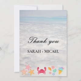 Modern akvarell sommarstrand tack kort