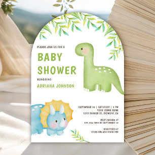 Modern Akvarell Söt Liten Dinosaurie Baby Shower Inbjudningar