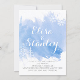 Modern akvarell stänk ljusblå vinterbröllop inbjudningar