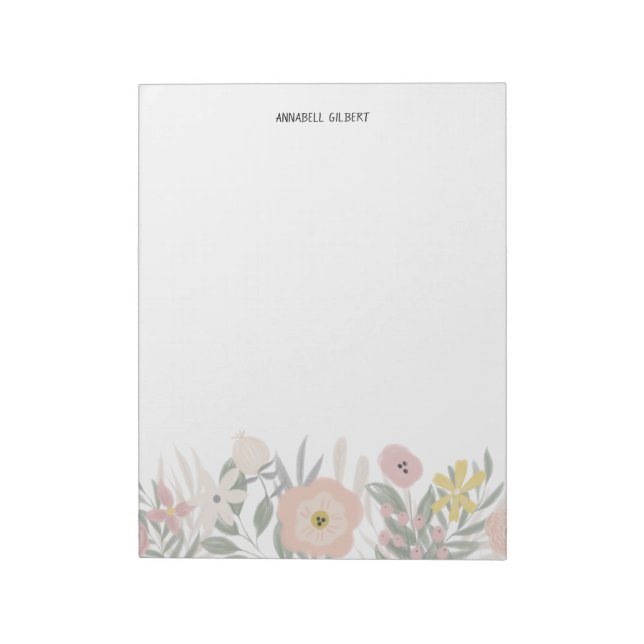 Modern akvarell vårträdgård blomstergrönska anteckningsblock (Roterad)