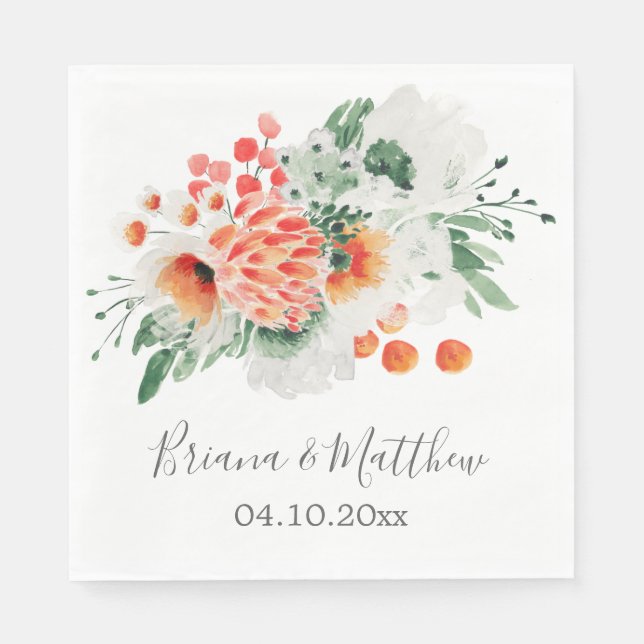 Modern akvarell vilda blommor trendig floral serve pappersservett (Framsidan)