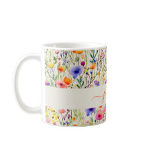 Modern akvarell vildblommor mönster skript namn