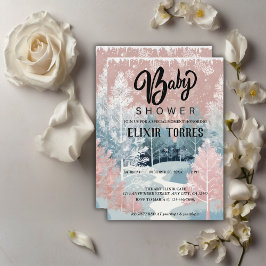 Modern akvarell Vinterundret land Babyshower Inbjudningar