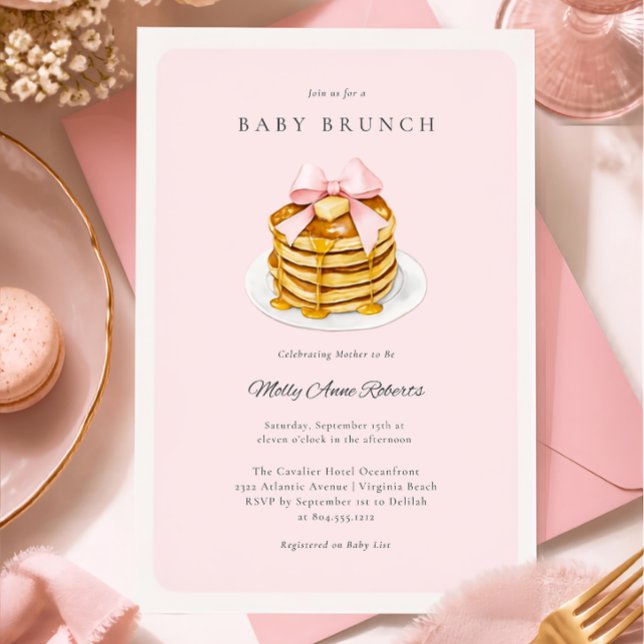 Modern akvarellbabybrunch-inbjudan inbjudningar (Elegant Modern Baby Brunch blush)