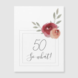 Modern akvarellblomma 50-års födelsedagsmagnet