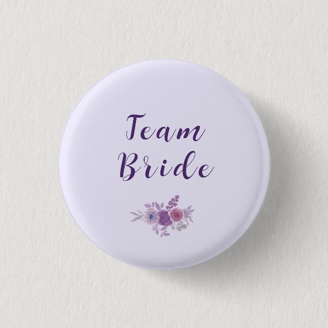 Modern akvarellblomma Brud Bröllopsdusch Team Knapp (Framsida)