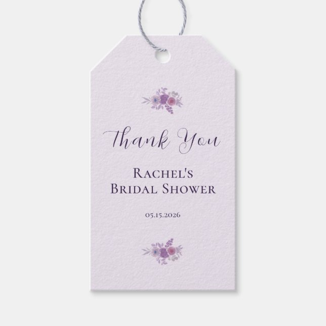 Modern akvarellblomma tack bröllopsfest presentetikett (Framsidan)