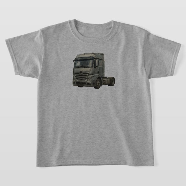Modern akvarellillustration av en semi-lastbil t shirt (Laydown)