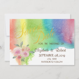 Modern akvarellstänk blomtema Save The Date Spara Datumet