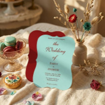 Modern Akvatyrkis & Djup Burgunderröd Bröllop