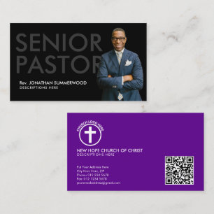 Modern äldre pastor med Photo Black Visitkort