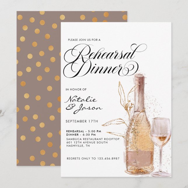 Modern, äldre vattenfärgssvarv för vinförnyelse in inbjudningar (Fram/baksida)