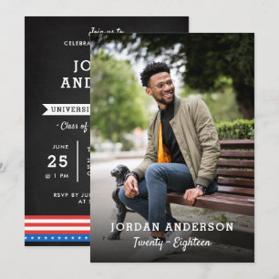 Modern All American Anpassningsbar Photo Studentfe Inbjudningar