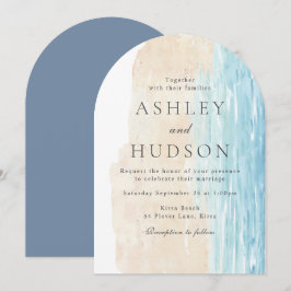 Modern All Seasons Beach Boho Arch Bröllop Inbjudningar