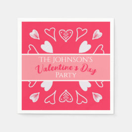 Modern Alla hjärtans dag Party Rosa Pappersservett
