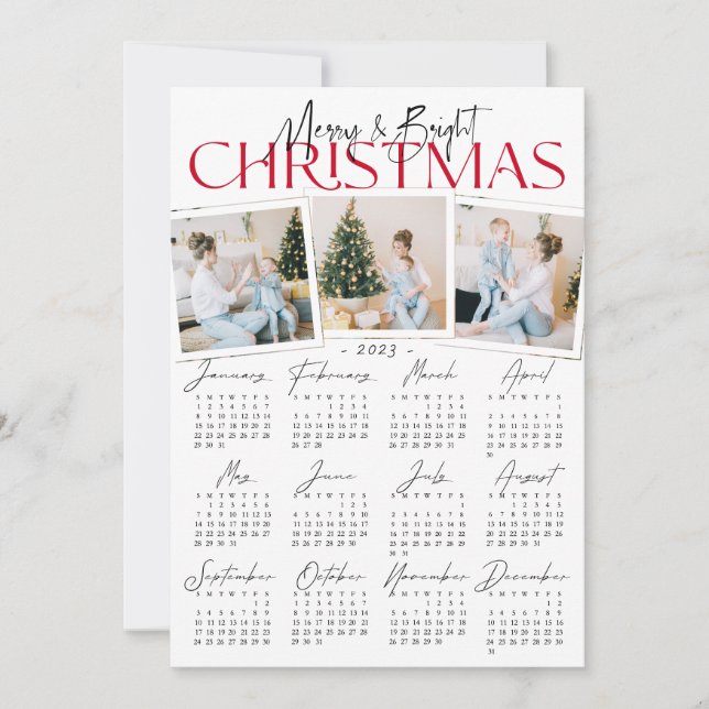 Modern allt i ett 3-foto och 2023-kalender, Helgda Julkort (Framsida)