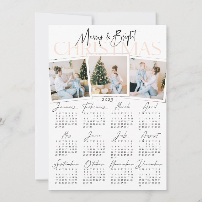 Modern allt i ett 3-foto och 2023-kalender, Helgda Julkort (Framsida)