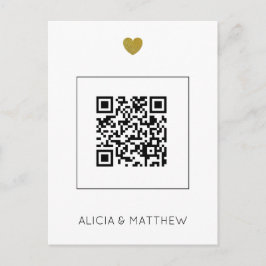 Modern allt-i-ett-bröllop-inbjudan med QR-kod Vykort