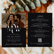 Modern Allt-i-ett Elegant Monogram QR-kod Bröllop