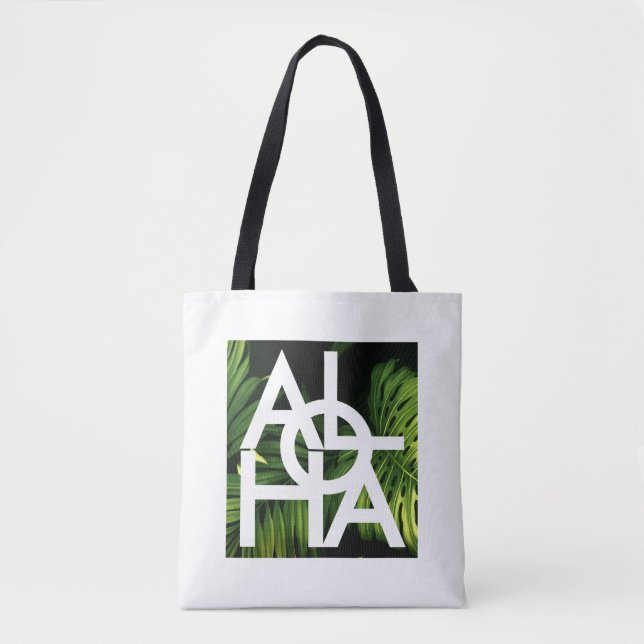 Modern Aloha Palm Hawaii Öatmosfär Tygkasse (Framsida)