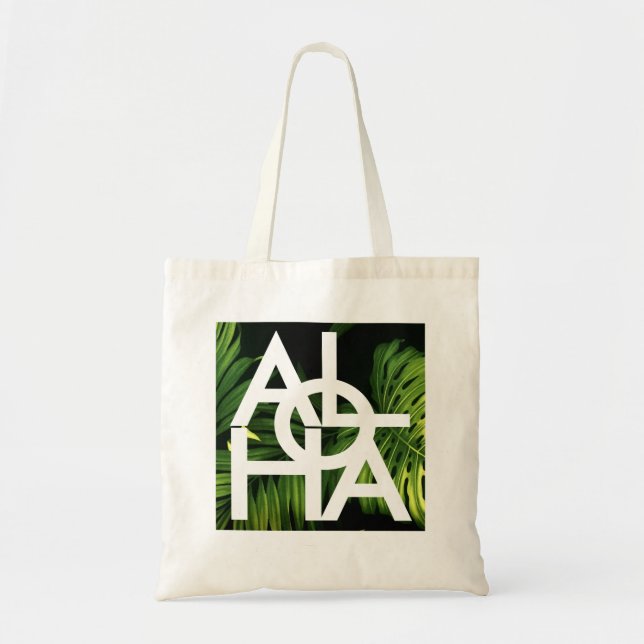 Modern Aloha Palm Hawaii Öatmosfär Tygkasse (Framsidan)