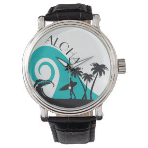 Modern Aloha Surfa och Handflatan Träd Armbandsur