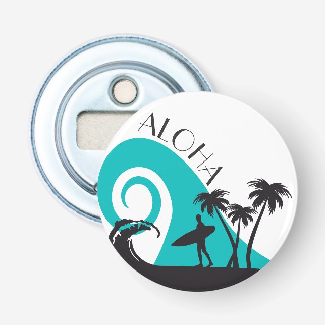 Modern Aloha Surfa och Handflatan Träd Flasköppnare (Framsidan)